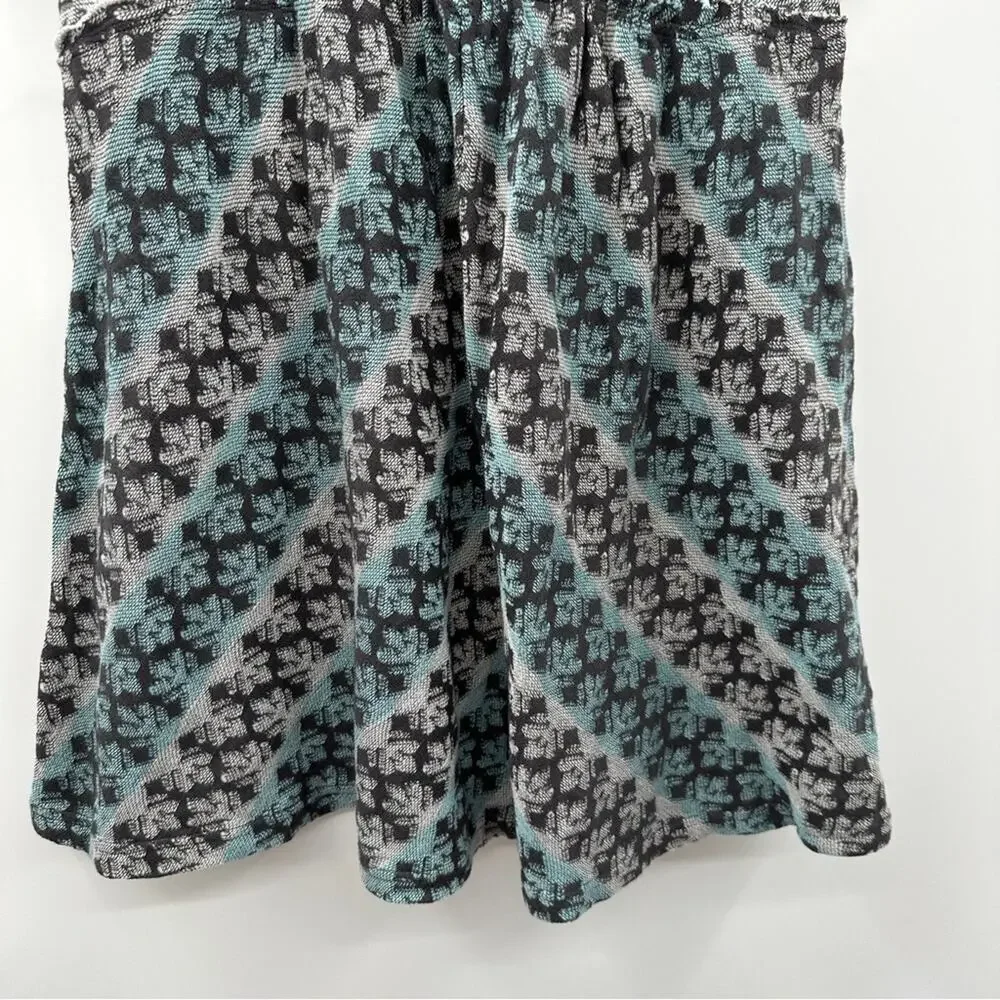 Free People Gray Blue & White Short Sleeve Scoop Neck‎ Knit Tunic Dress Size S